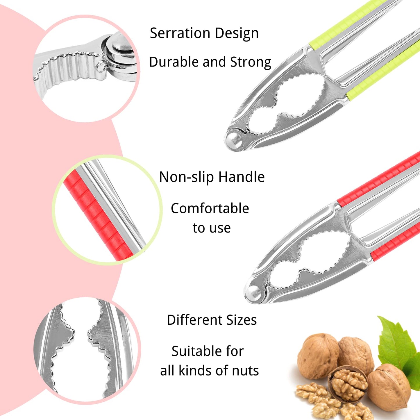 8 Pcs Nut Crackers for All Nutcracker Seafood Tools Walnut Cracker for All Nuts Heavy Duty Shell Cracker Lobster Crab Crackers with Non-slip Handle