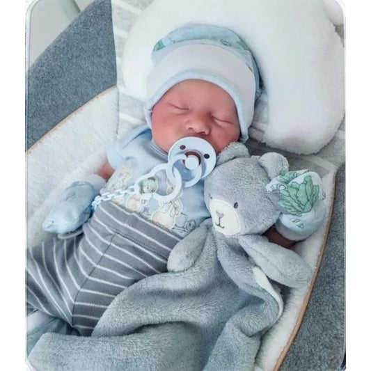 KSBD Realistic Reborn Dolls Levi - 18 Inch Lifelike Sleeping Baby Boy that Look Real Soft Cloth Body Newborn Baby Dolls Poseable Advanced Painted with Gift Box Set for Kids Age 3+