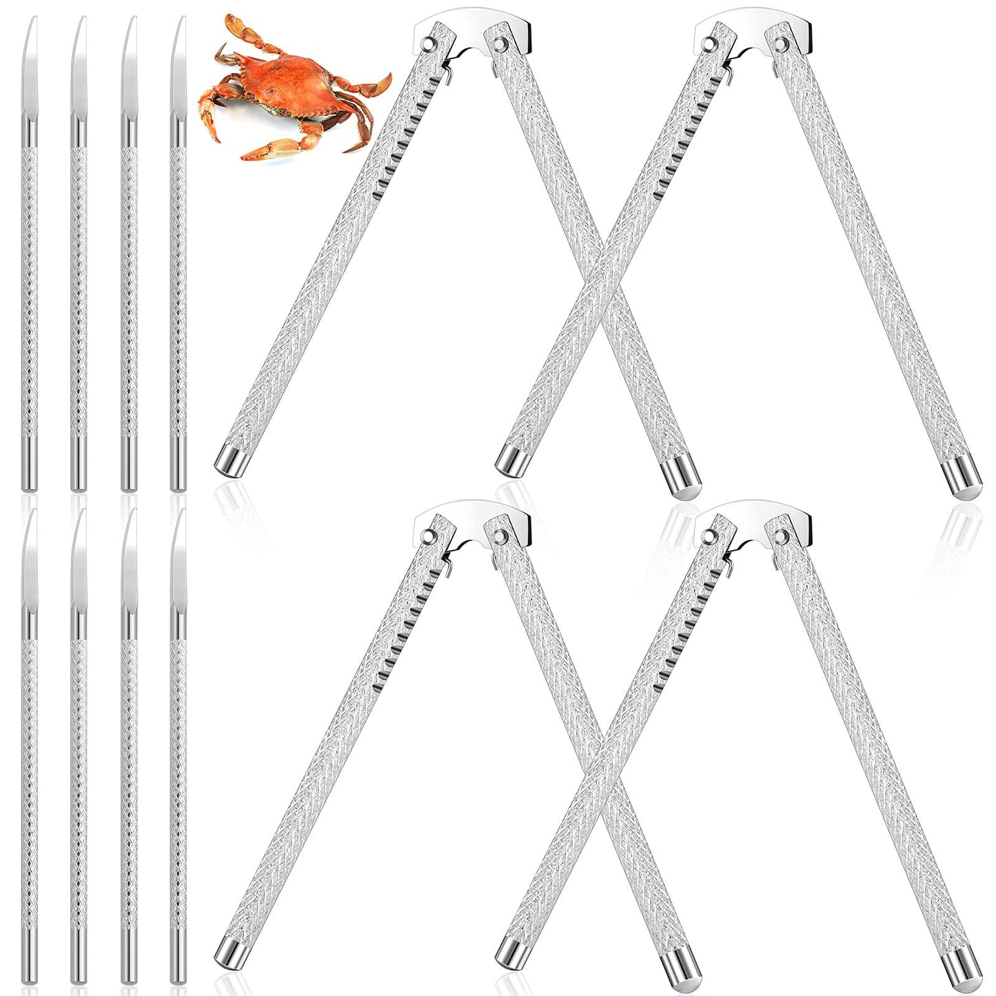 FoldTier 12 Pack Nut Cracker Set Nutcracker and Picks Set Stainless Steel Nut Opener Walnut Pecan Tool Seafood Crackers Lobster Crab Cracker Pliers for Walnut Hazelnut Almond Crab