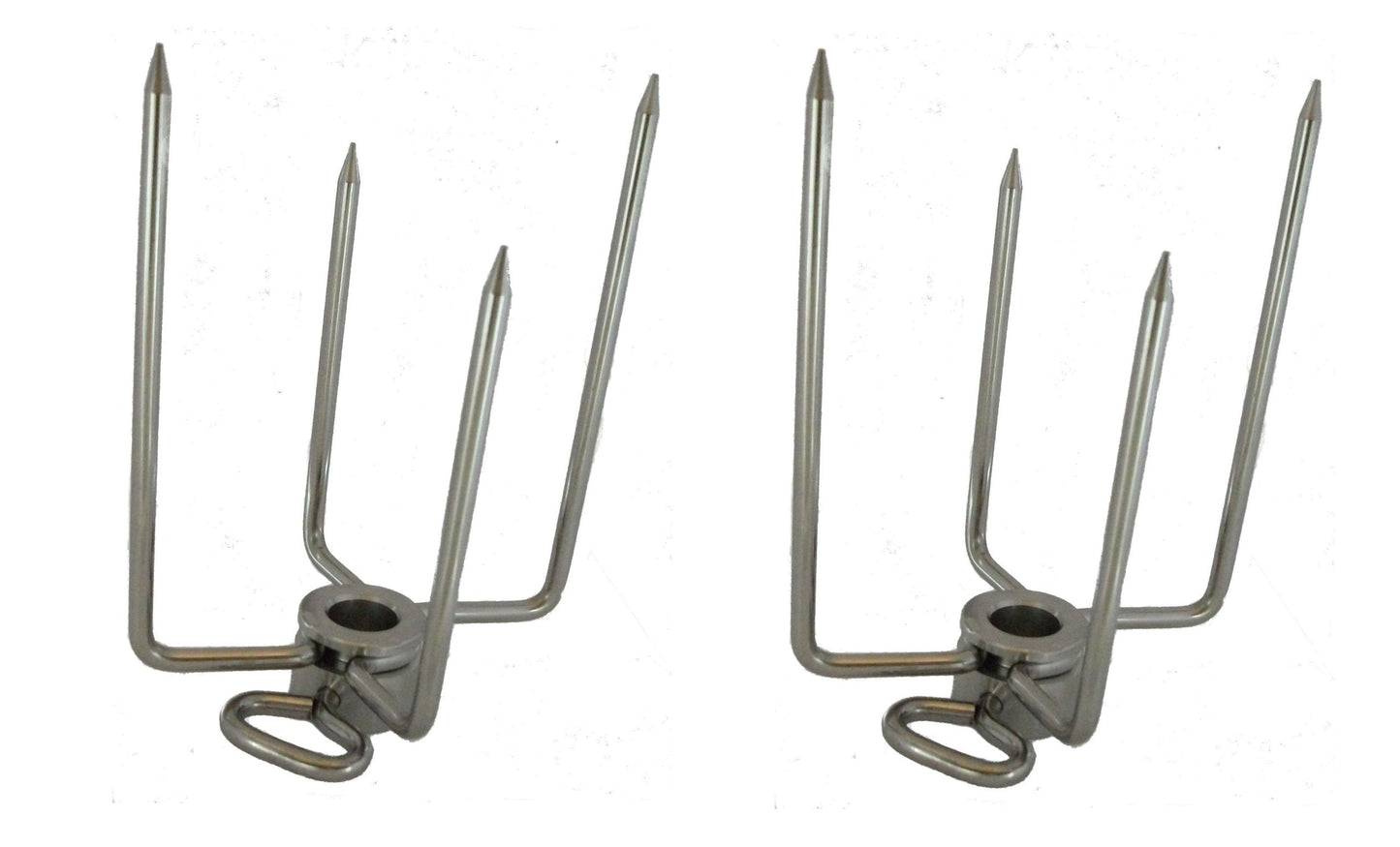 OneGrill Stainless Steel Grill Rotisserie Spit Rod Forks (Fits: 1/2 Inch Hexagon, 3/8 Inch Square, 1/2 Inch Round)