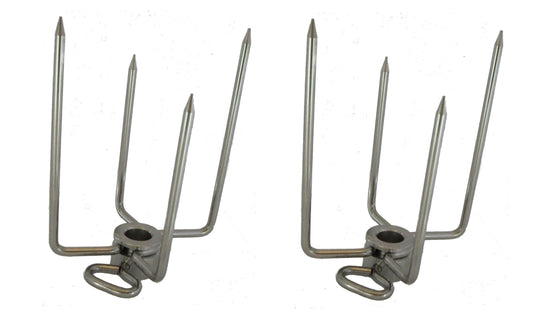 OneGrill Stainless Steel Grill Rotisserie Spit Rod Forks (Fits: 1/2 Inch Hexagon, 3/8 Inch Square, 1/2 Inch Round)