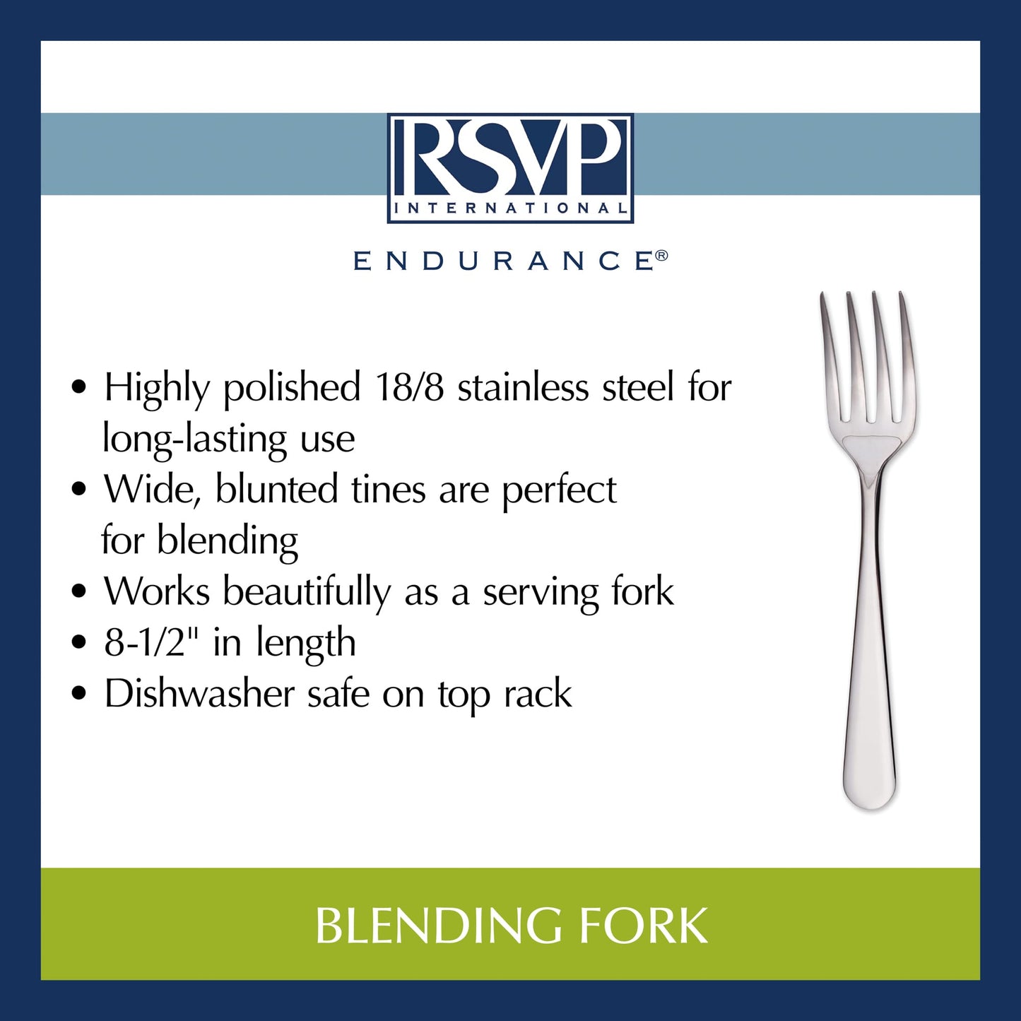 RSVP International Endurance Kitchen Baking Tool Collection, Blending Fork, Stainless Steel