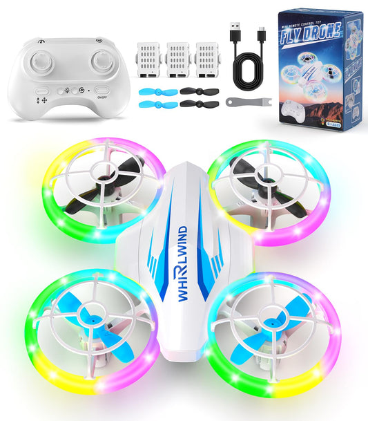 TURNRISE Mini Drone for Kids & Beginners- Kids Drone Mini Flying Toy with 360° Flips, LED Lights, 3 Batteries, 27 Mins Flight Time, One Key Takeoff Indoor Drones Mini RC Drones Gift for Boys and Girls