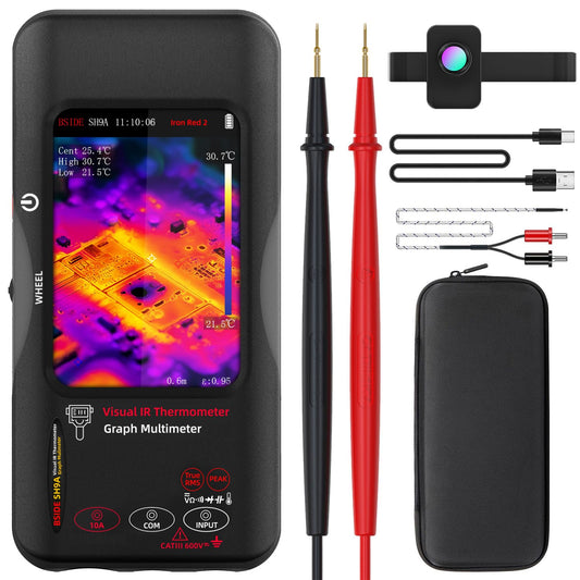 BSIDE SH9A Thermal Imager Multimeter with Macro Lens 428×320 IR Resolution, 20000 Words Multimeter with 3.98'' Touchscreen 25Hz Infrared Thermal Camera 15 Thermal Palettes Dual-Light Fusion IR Camera