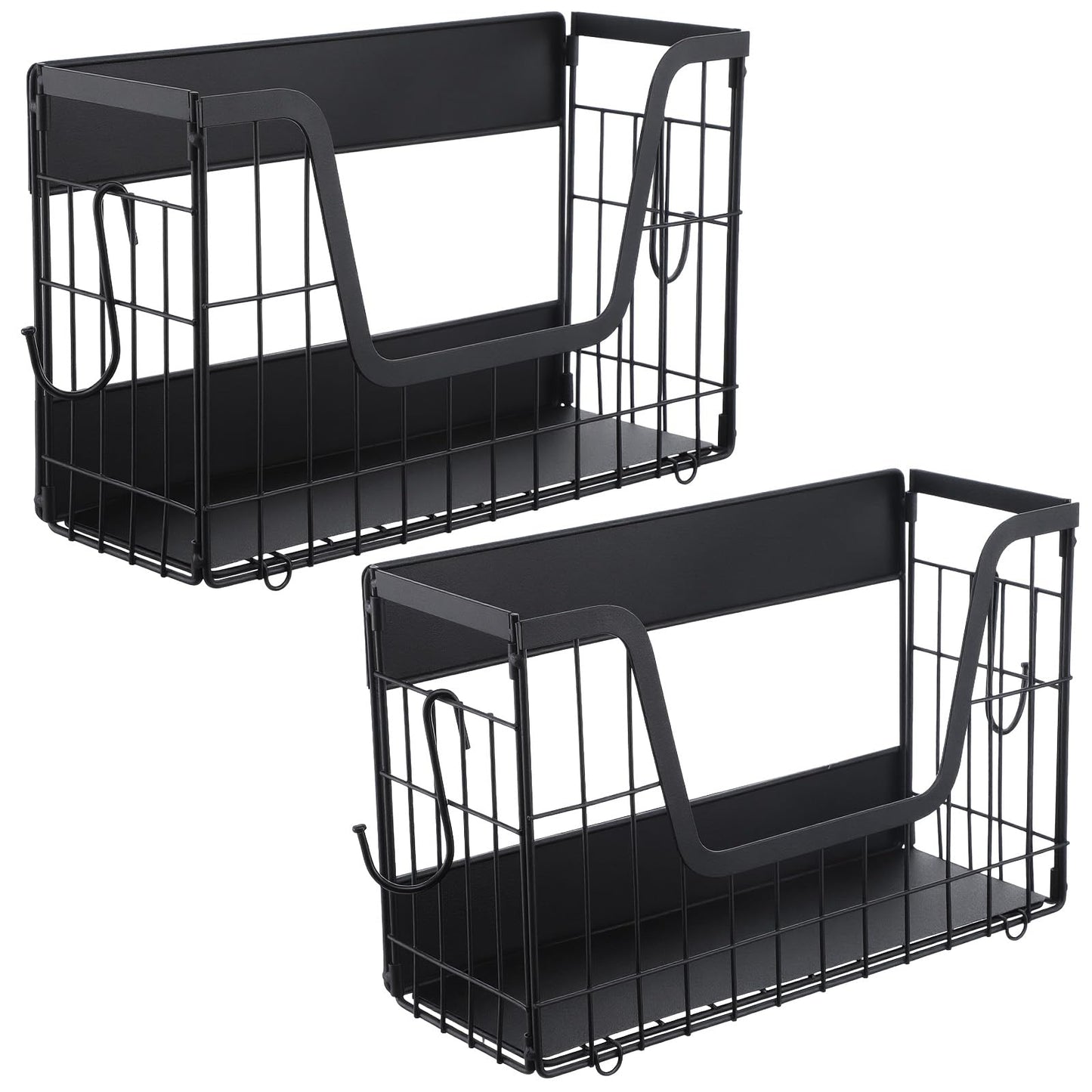 2-Pack Magnetic Shelves for Refrigerator – Heavy Duty Storage Baskets with Hooks, Space-Saving Fridge Organizer for Fruits, Vegetables, Snacks, Laundry & Kitchen Supplies