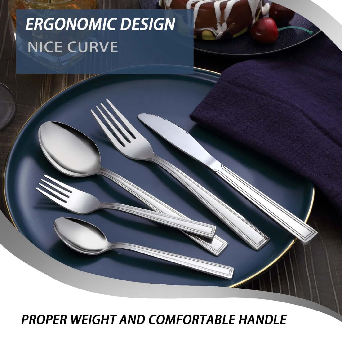 Silverware Set, Hunnycook 40-piece Silverware Set for 8, Stainless Steel Flatware Set, Include Fork Knife Spoon Set, Mirror Polished, Dishwasher Safe, Cutlery Set for Home Kitchen Restaurant Hotel