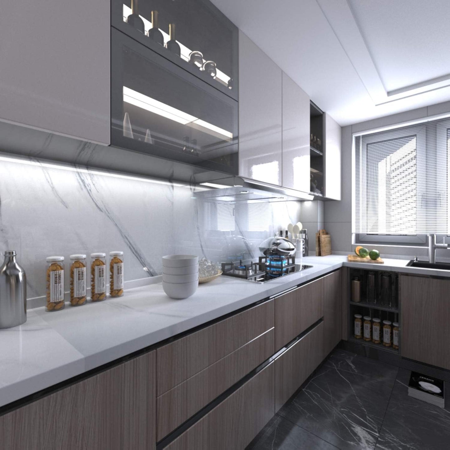 Large White Marble Granite Wallpaper Peel Stick Thicken 15.8x591inch Waterproof Furniture Sticker Self-Adhesive Contact Paper Marble Vinyl Wrap for Countertop Fireplace Backsplash DIY Wall Sticker