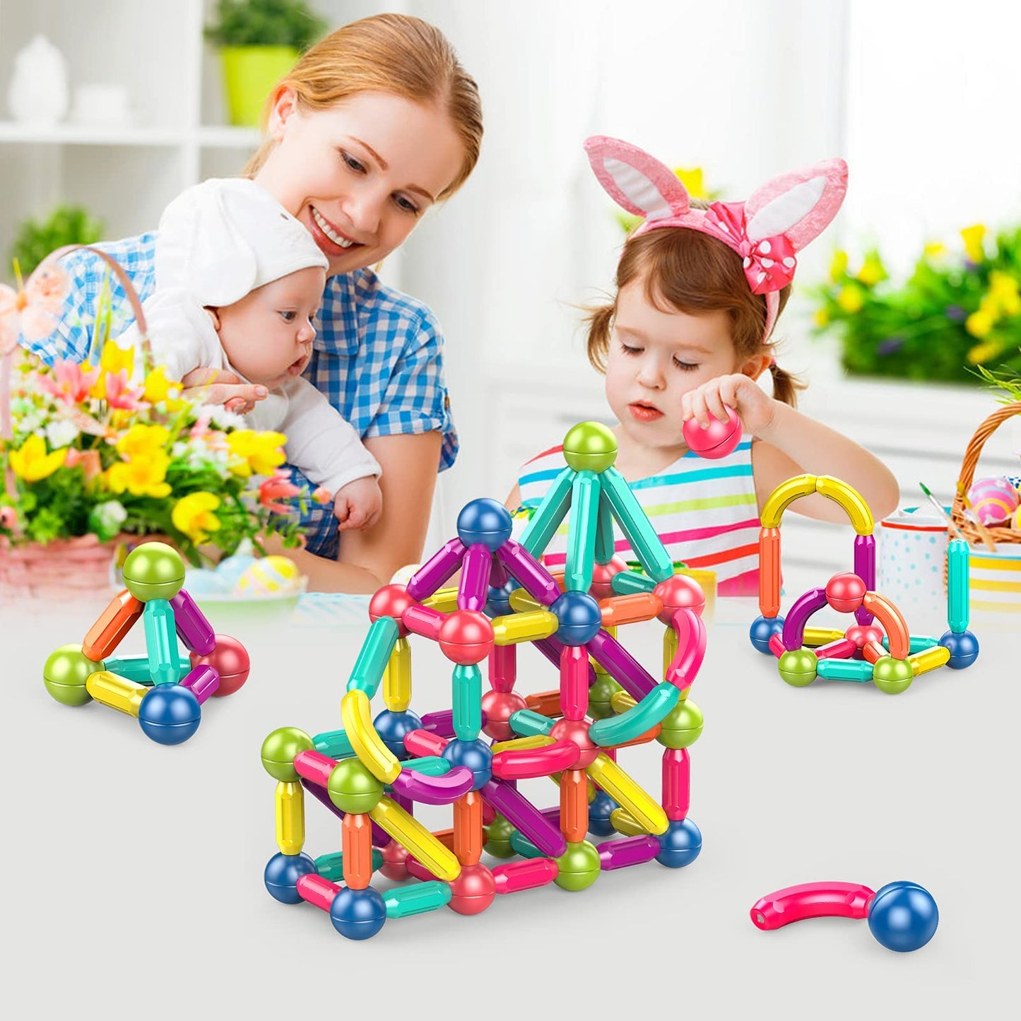 Toddler Magnetic Blocks,Magnetic Balls and Rods,Educational Magnet Building Blocks,Kids Montessori Toys for 3 4 5+ Year Old Girls Boys,Learning Stem Preschool Toys For Toddlers 1-3 Year Old(36pcs)