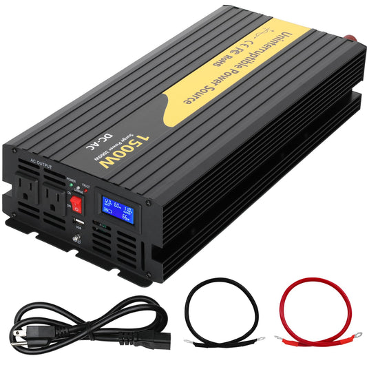 1500W Primary Sump Pump Backup System(No battery) Basment Protection Backup Inverter, Black, LCD Display, Auto Switches for Continuous Sump Pump Operation, Basement Emergency and Power Outage Backup
