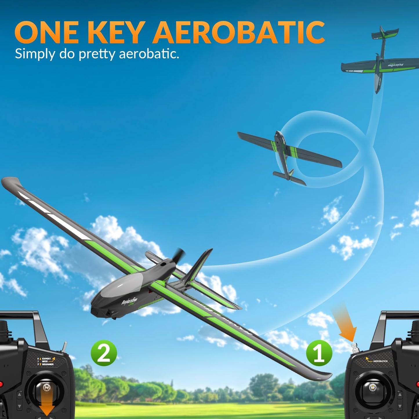 RC Plane with Aileron RTF 4 Channel Remote Control Airplane Ready to Fly Ranger600 Stunt 4CH Glider RC Airplane for Beginners Adults with 6-Gyro Xpilot Stabilization System & One Key Aerobatic