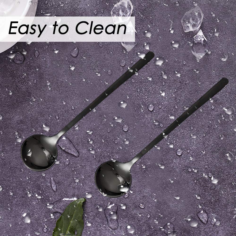 Pack of 8, Black Stainless Steel Espresso Spoons, findTop Mini Teaspoons Set for Coffee Sugar Dessert Cake Ice Cream Soup Antipasto Cappuccino, 5.3 Inch