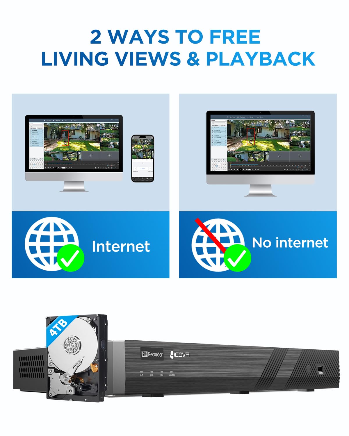 4COVR 16 Channel PoE Security Camera System, Human Vehicle Detection, Night Vision, 8 Dome IK10 Vandal-Proof 8 Bullet 8MP Wired IP Camera IP67 Commercial, 4K NVR 4TB HDD for Business, LYH54A8M1616-1