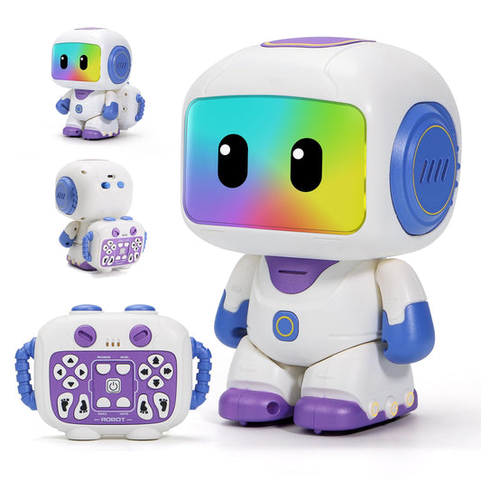 GILOBABY Programmable RC Robot Toy for Kids, Rechargeable STEM Astronaut w/LED Face, Playback Mode, Dancing, Remote Jetpack, Gift for 4 5 6 7 8 Year Old Boys Girls（Purple）
