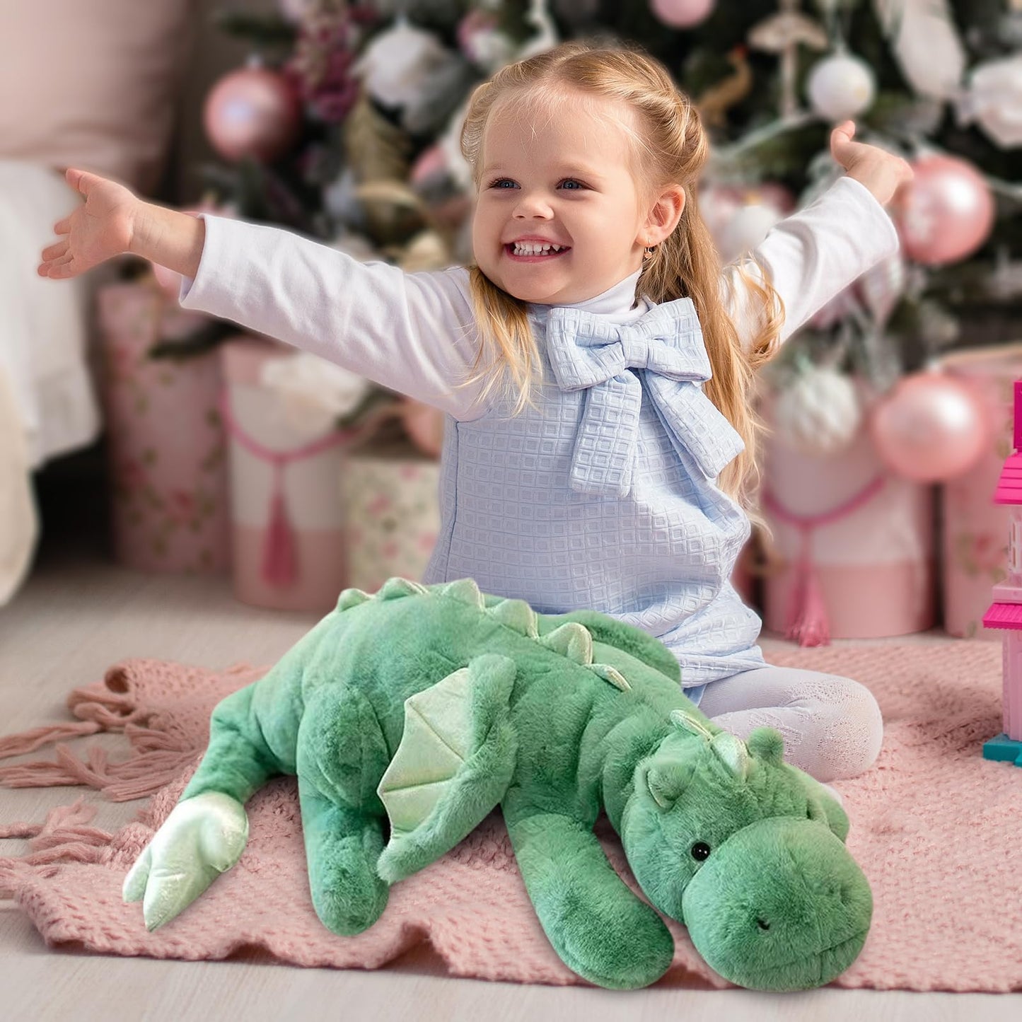Dodhse Pterosaur Stuffed Animal with Wings - Cute Soft Dinosaurs Plush Toys Little Flying Dragon Plushies Pillow Doll Christmas Birthday Gifts for Kids Boys Girls (Green,27.55inch/70cm)