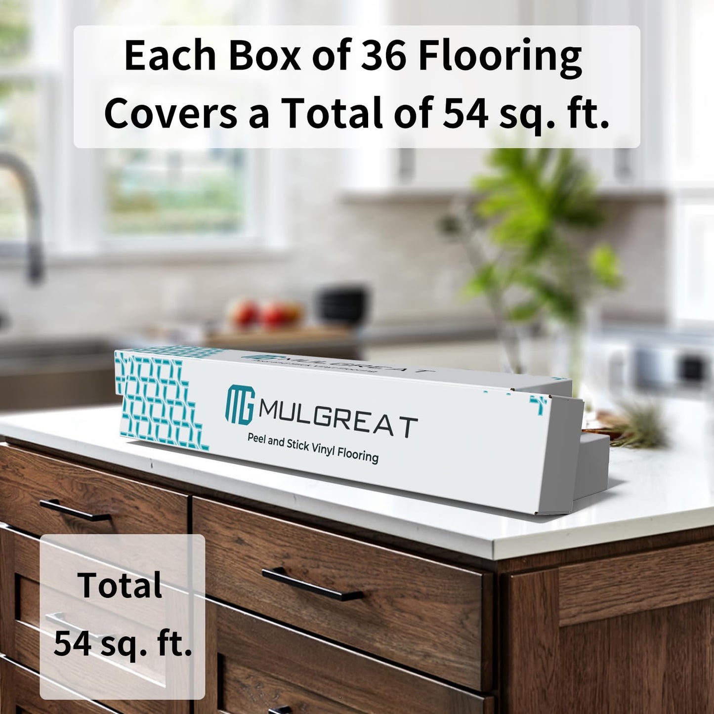 MULGREAT Peel and Stick Floor Tile, 54 Sq.Ft Self Adhesive Vinyl Flooring Plank, 36 Pieces Waterproof Heavy Duty Wood Grain Tiles, 36"x6" DIY Planks for Apartment Bathroom, Wooden Knot Pattern