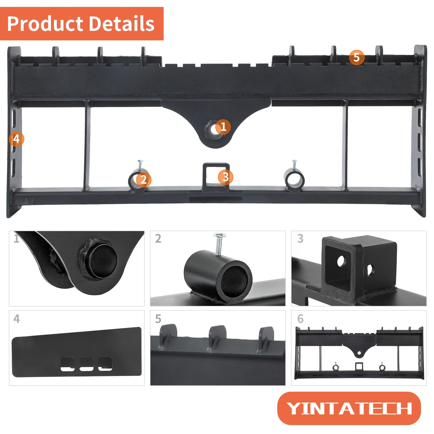 YINTATECH 4000lbs Skid Steer Pallet Fork 48" Frame Pallet Forks for Kubota Bobcat Skid Steer Loaders Tractors