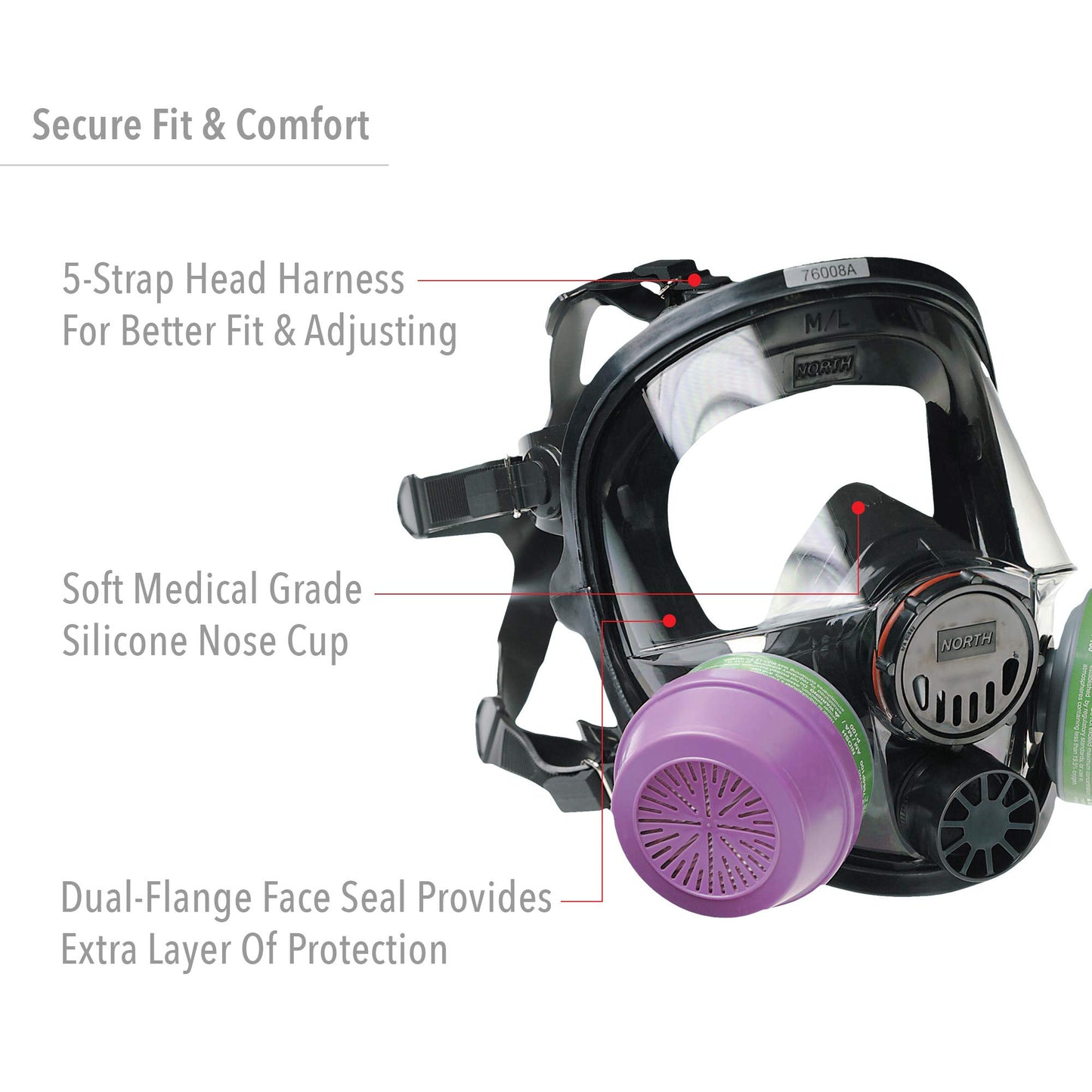 NORTH Honeywell North 7600 Series Niosh-Approved Full Facepiece Silicone Respirator With Welding Adaptor, Small (760008ASW)