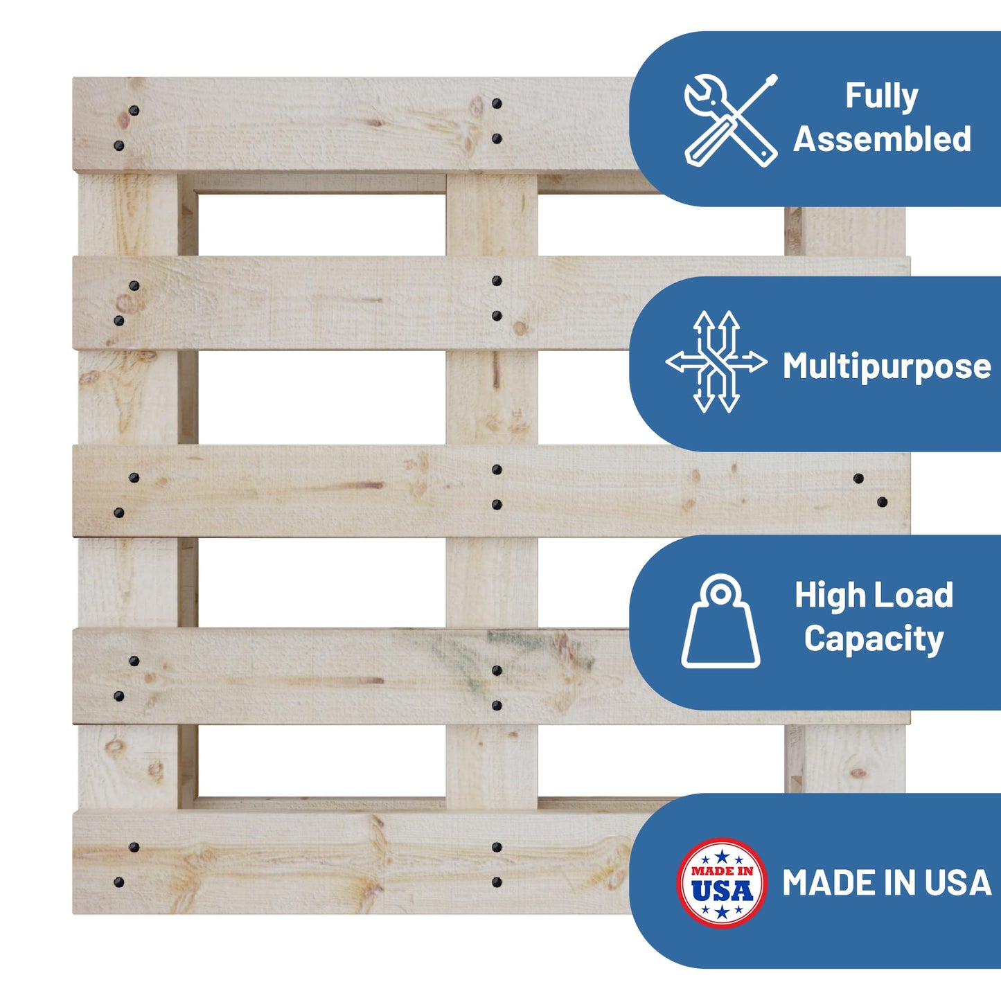 Zayton, Heavy-Duty 4-Way Entry Wooden Pallet – 48x48x5”, Industrial-Grade Hardwood Shipping Pallet, Durable, Reusable, Stackable, Easy to Handle, Commercial Use as a Floor-Pallet