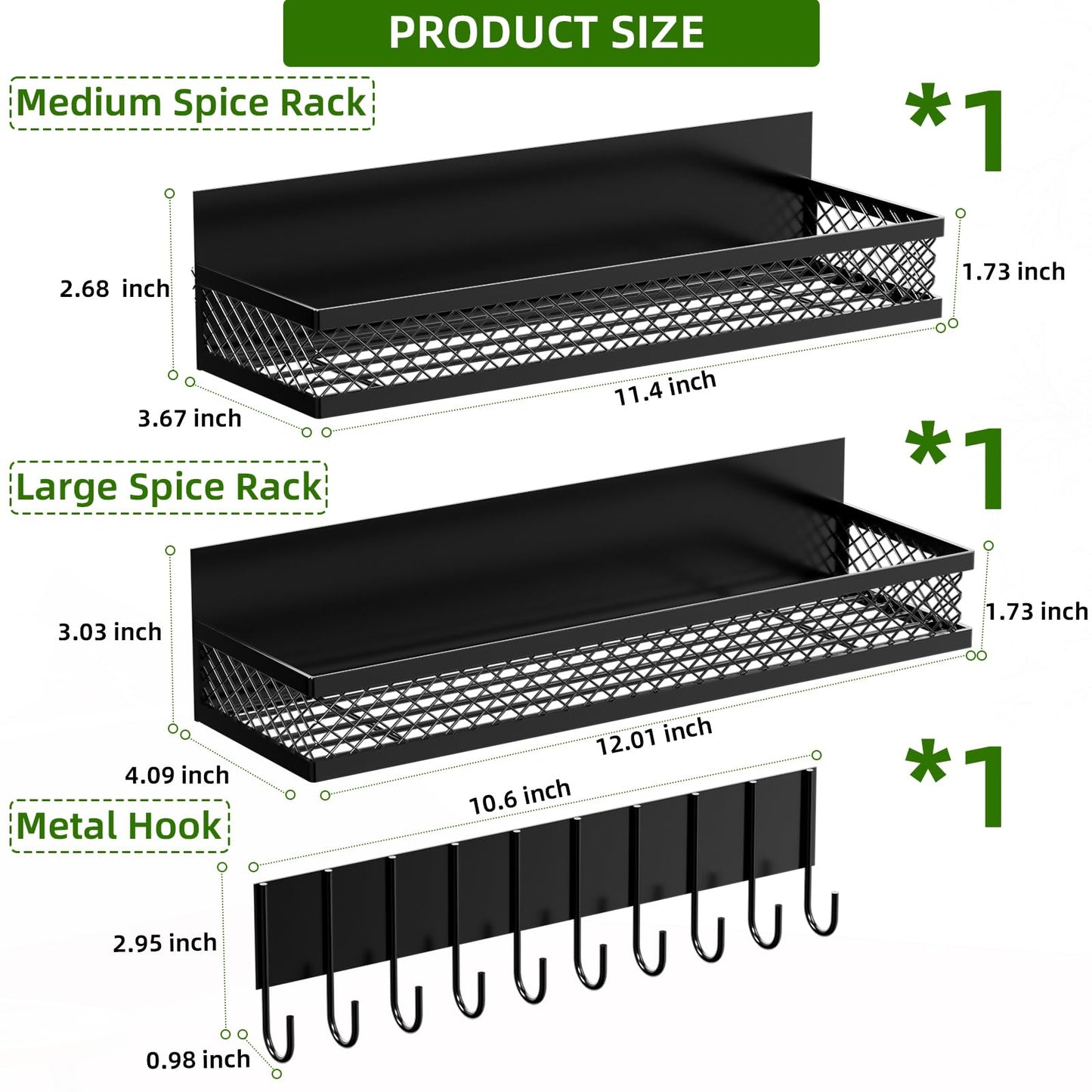 Umomi Magnetic Spice Rack for Refrigerator, 3 Pack Magnetic Shelf for Refrigerator, Movable Magnetic Basket is Used for Side Storage in Ovens, Microwaves, or Washing Machines