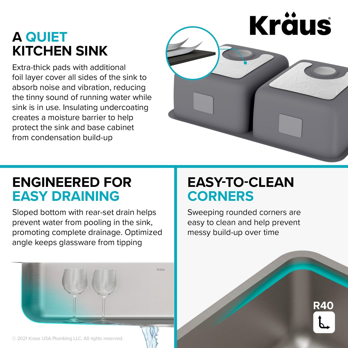 KRAUS Dex 33-inch Undermount 16 Gauge Stainless Steel Double Bowl Kitchen Sink, KA1UD33B
