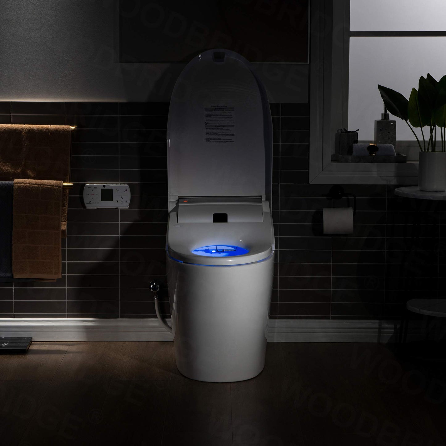 WOODBRIDGE B0960S Auto Flush, Auto Open & Auto Close, 1.28 GPF Single Flush Toilet with Intelligent Smart Seat and Wireless Remote Control, Chair Height