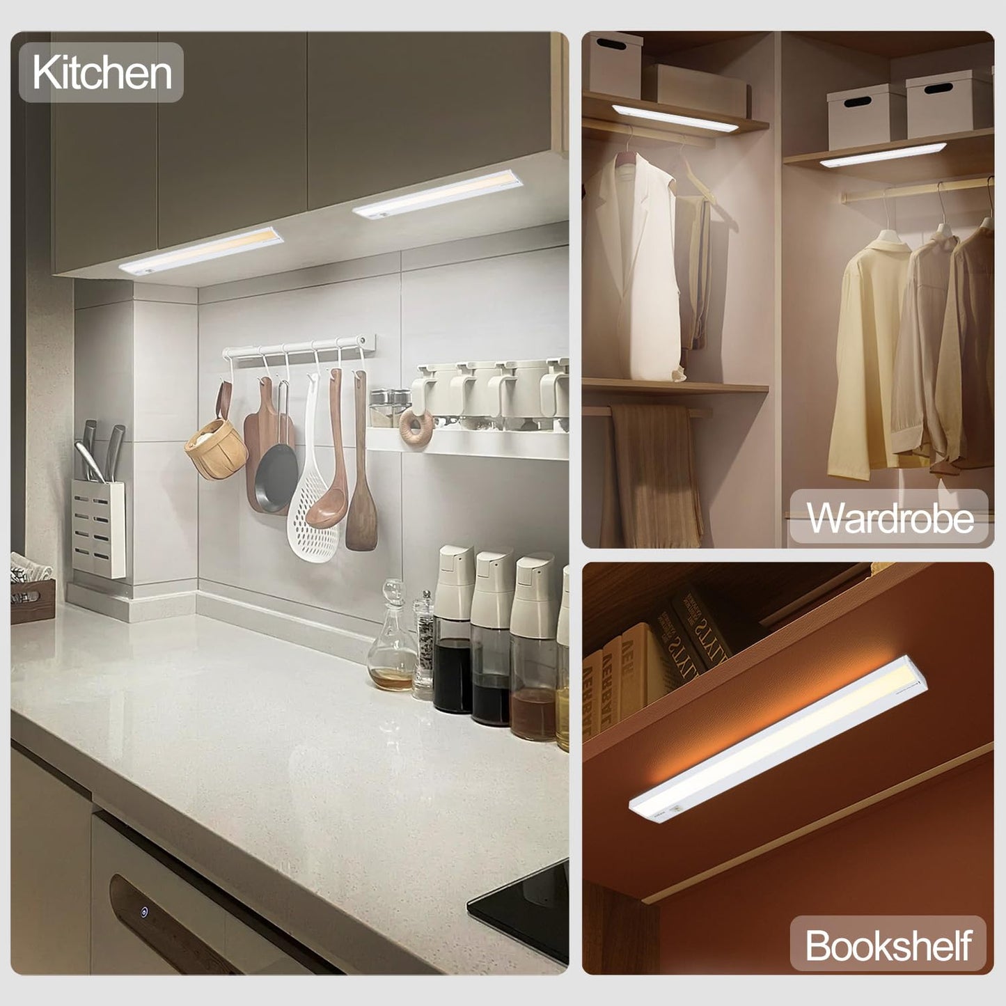 Ansen 4Packs of Under Cabinet Lighting Hardwired, 12IN 10W 666LM, Dimmable Led Light for Kitchen/Bar/Closet, CRI>92, R9>90, 5 Color Temperature, 2700K-5000K(Warm White, Cool White, Daylight)
