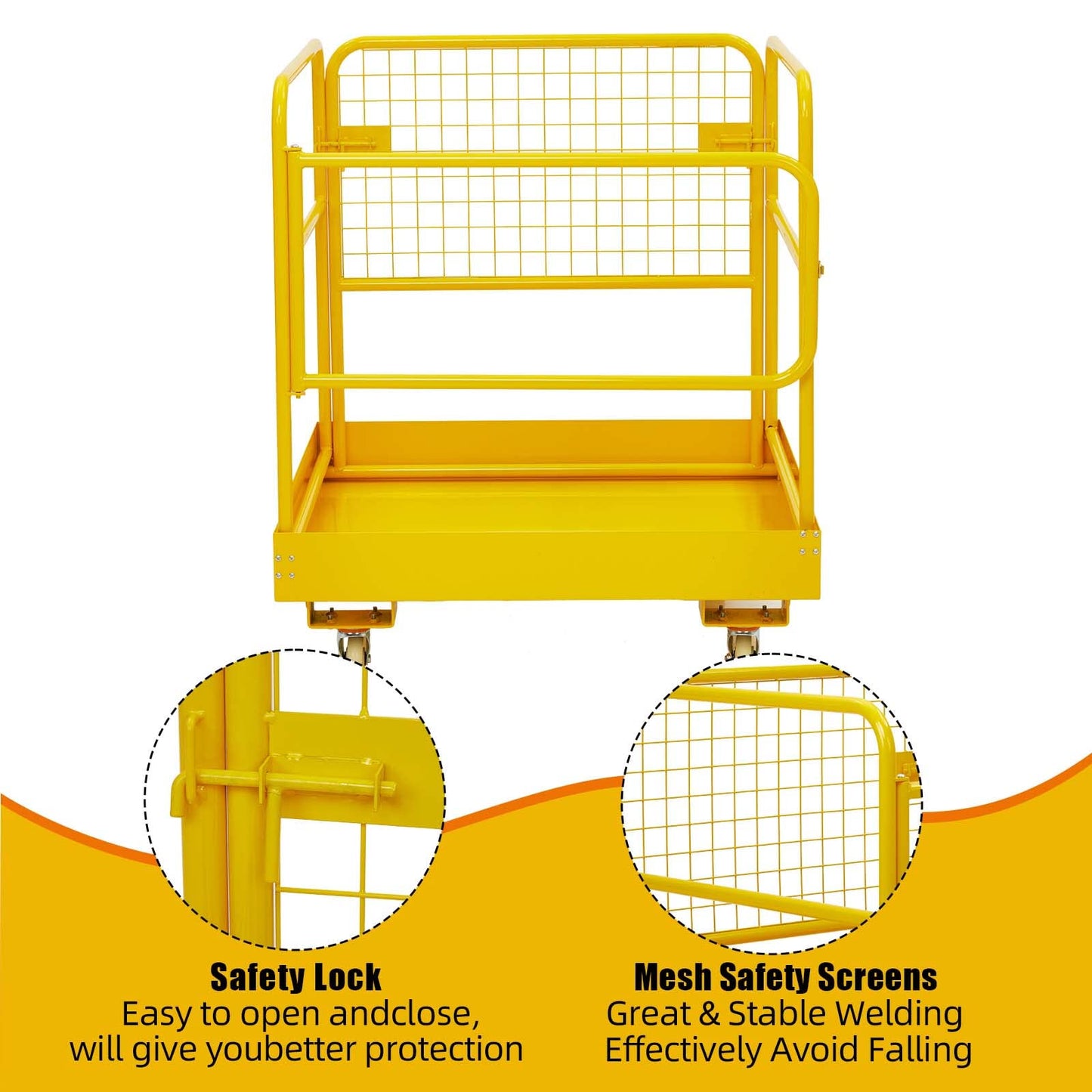 Forklift Safety Cage, Towallmark 36"x36" inch Heavy Duty Collapsible Forklift Work Platform,1200LBS Capacity with 4 Universal Wheels, for Most Aerial Jobs