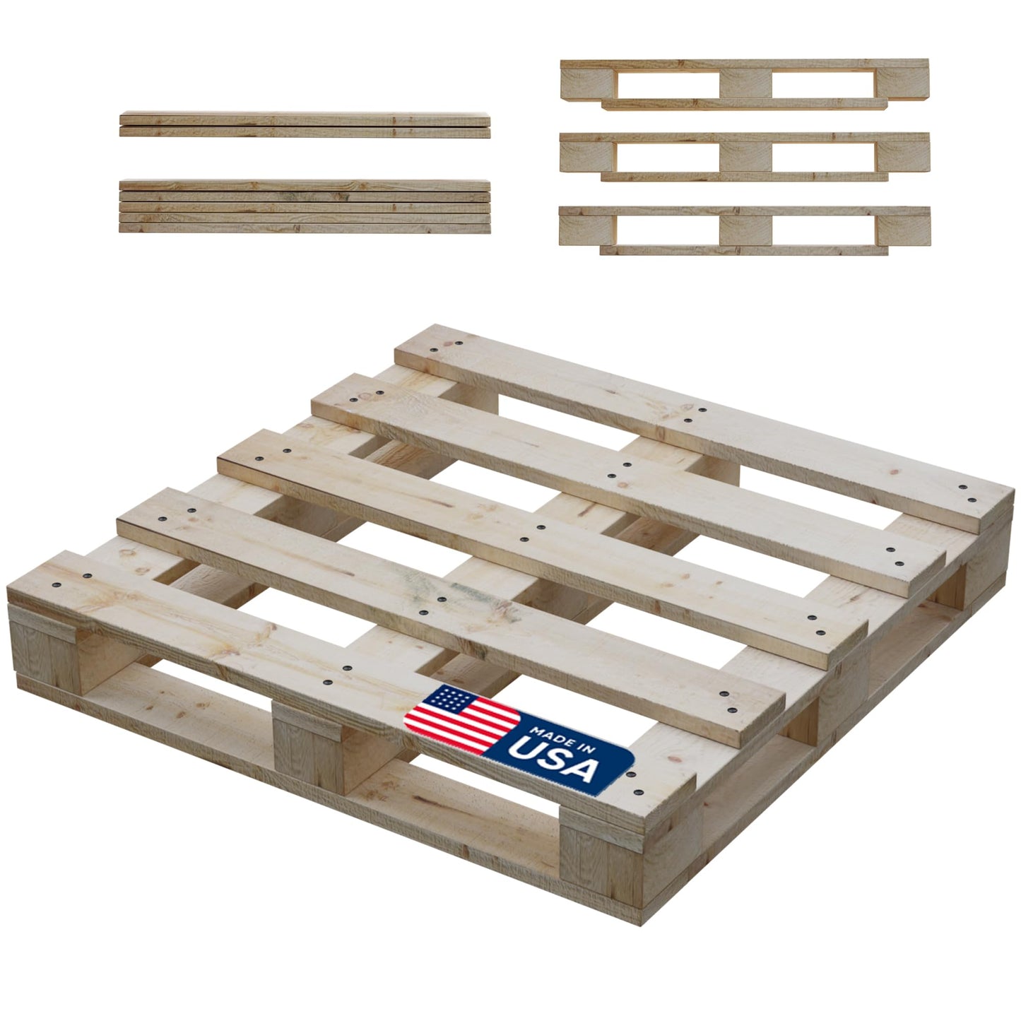 Treaton, 48x48x5 Wooden Pallet Kit, Heavy-Duty Industrial Grade Pinewood, Unassembled Flat-Pack, Stackable & Reusable, Lightweight Floor Pallet, Warehouse, Supermarket & Indoor Storage, 5 Pcs