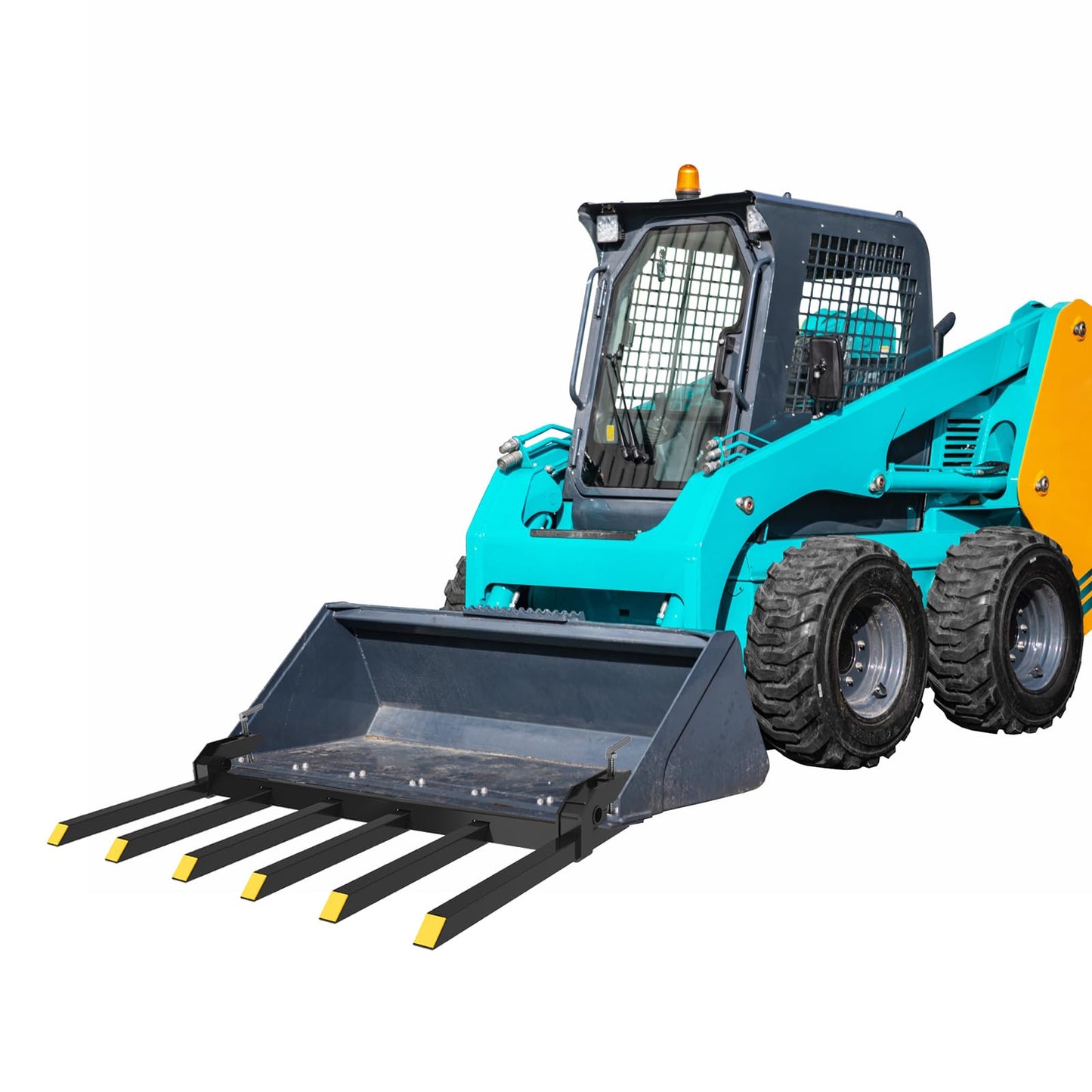 Clamp on Debris Forks to 60" Bucket, 4000 lbs Capacity Heavy Duty Clamp on Pallet Forks Bucket Forks Attachments Fit for Loader Bucket Skidsteer Tractor