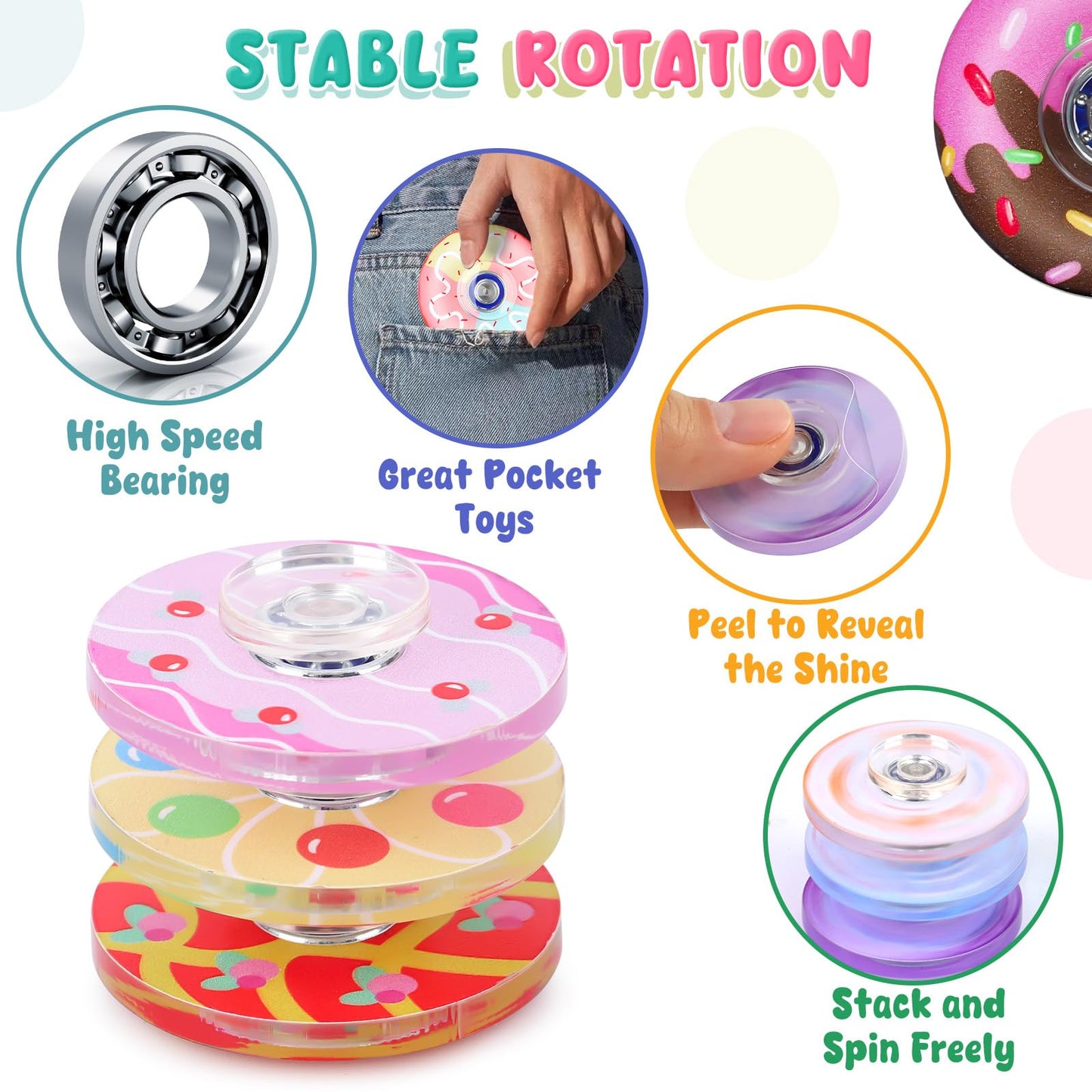 52 Pack Fidget Spinner for Kids Mini Sensory Fidget Toys Bulk Adults Kids with Autism ADHD, Anxiety Toys Stress Relief Fidgets Classroom Prizes Birthday Party Favors Pinata Stuffers Treasure Prize Box