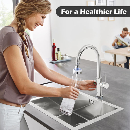BREADEEP 13 Pcs Sink Water Filter Faucet Set, 360 ° Rotating Bathroom Sink Filter, Kitchen Sink Faucet Water Filter Removes Chlorine Fluoride Hard Water Faucet Extender for Home Kitchen & Bathroom