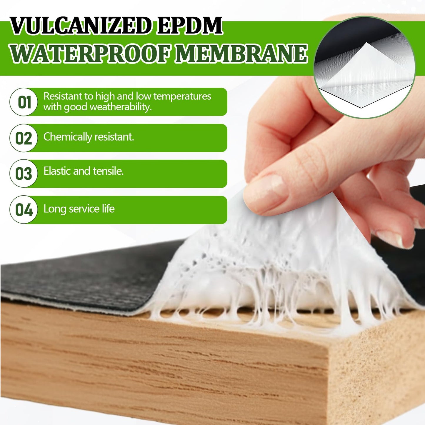 Pushglossy 1 Roll EPDM Rubber Roofing Membrane 39" x 20ft, Self-Adhesive Waterproof Underlayment, 50 Mil Reinforced Flat Roof Sheet, Ice and Water Sheet for RV, Shed, Garage and Patio