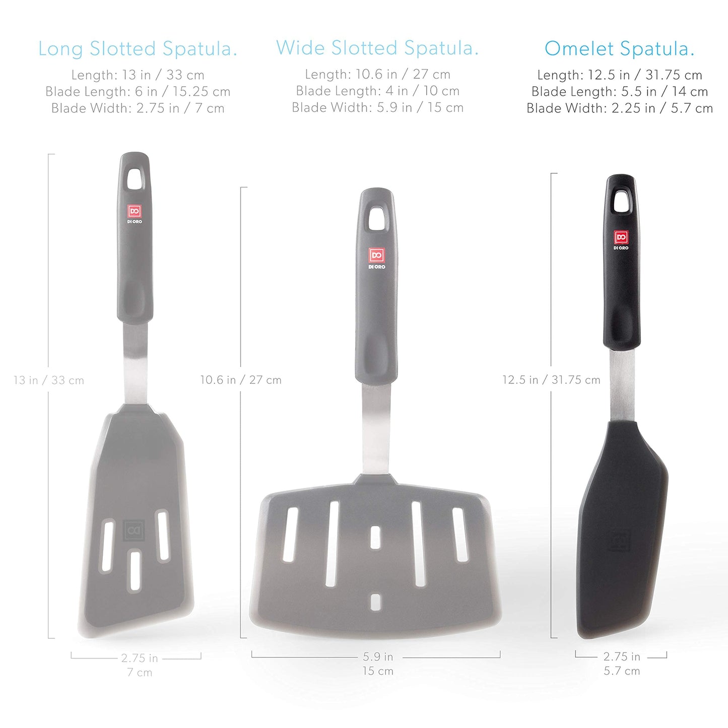 DI ORO Omelette Spatula - Silicone Egg Spatula Turner for Nonstick Cookware - Thin & Flexible BPA Free 600°F Heat-Resistant for Cooking & Baking - Omelet Flipper Dishwasher Safe