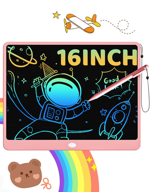 ORSEN LCD Writing Tablet for Kids, 16 inch Doodle Board Learning Toys for 3 4 5 6 7 8 Year Old Girls Boys, Birthday Gift Colorful Drawing Pad for Kids, Pink