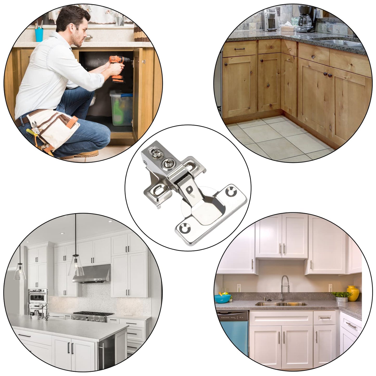 BESTEEL 24 Pack 1/2 inch Overlay Soft Close Cabinet Door Hinges for Kitchen Cabinet Hinges, 100 Degree Opening Angel, Stainless Concealed Kitchen Cabinets Hinge Self Closing with Drilling Tool &Manual