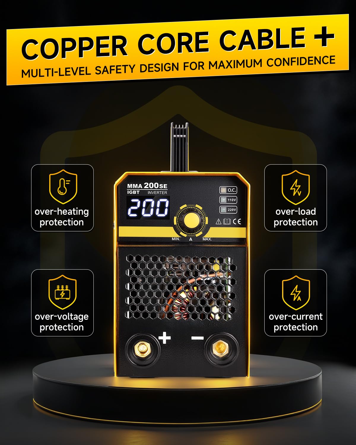 Sefaspe Stick Welder, 2026 Newest [Large LED Display] 200A ARC/Lift TIG Welding Machine with Synergic Control, IGBT Inverter Portable MMA Welder Machine with Hot Start/Arc Force