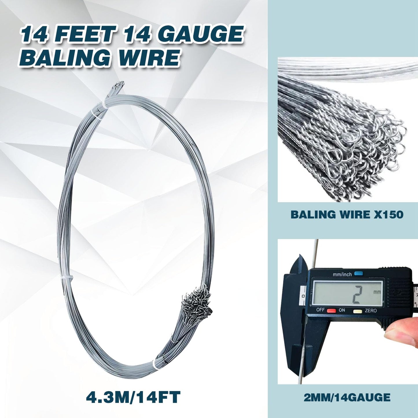 150PCS Baling Wire, 14 FT 14 Gauge Galvanized Steel Wire Bulk with Single Loop Easy to Bend&Use to Securing Compressed Items Or Bundling Cardboard Galvanized Baling Wire Work Seamlessly with Baler
