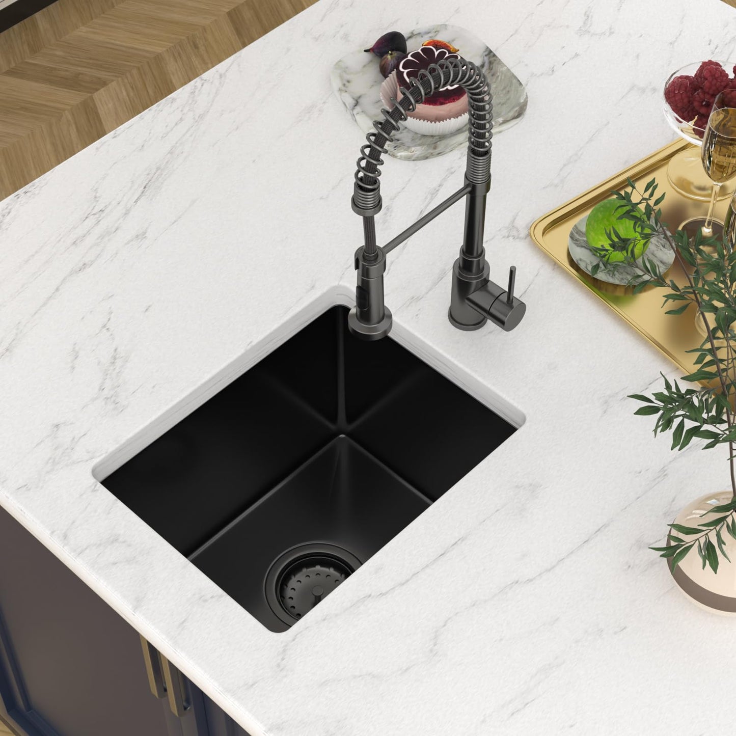 Zeayoun 12 Inch Gunmetal Black Undermount Bar Sink 12 x 15 Kitchen Sink 304 Stainless Steel Single Bowl Under Counter Sink with Nano Coating, 12x15x9