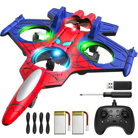 Foam Remote Control Airplanes for Kids Age 8 9 10 11 12 +, Spider Mini Drone for Kids, RC Airplane Fighter Jet with Light, 360°Flip Fighter Jet Toys, Stunt Roll, Airplane Toy Gifts for Boys Ages 8+