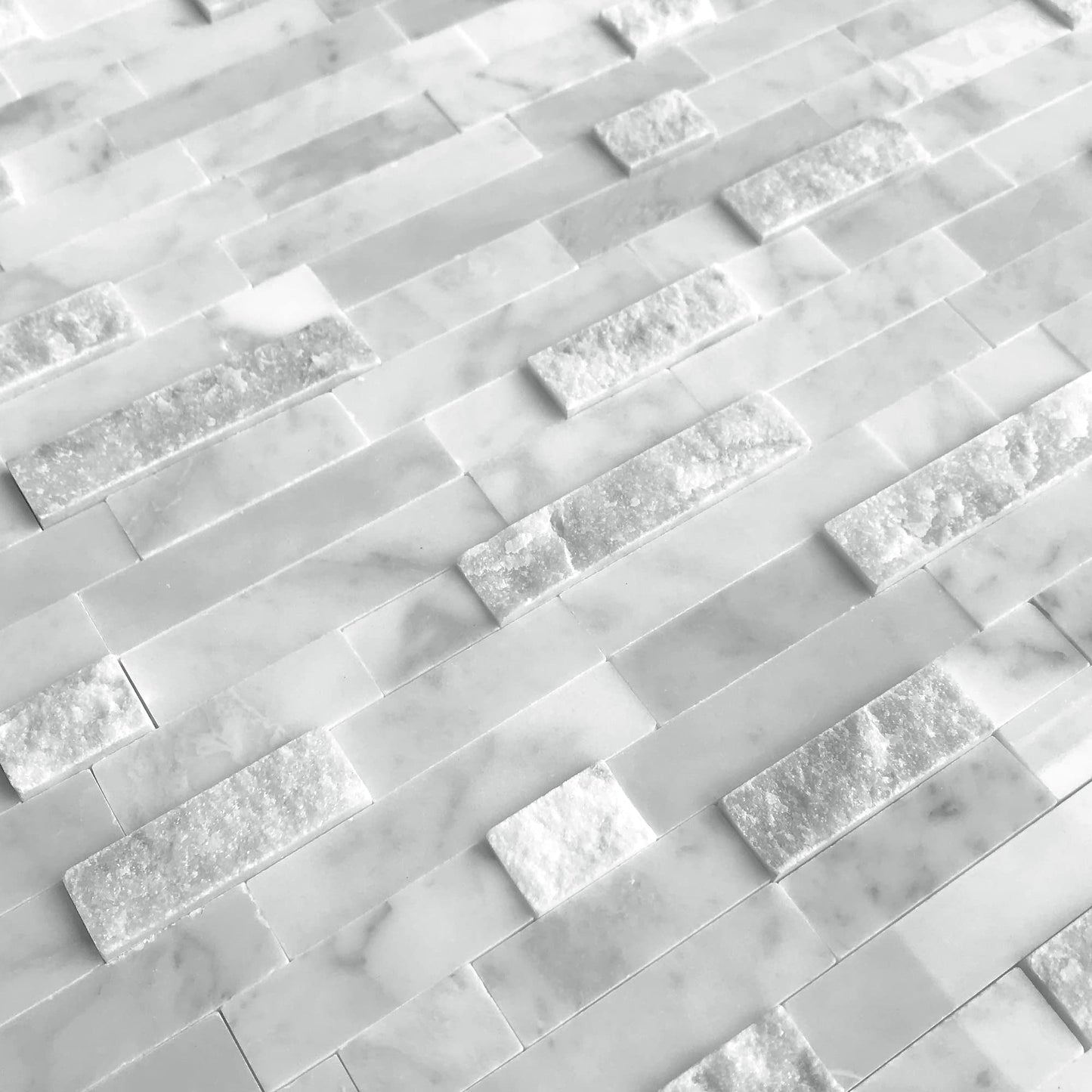 SUNWINGS 5-Sheet Peel and Stick Mosaic Natural 3D Stone Self Adhesive Marble Tiles, 11.5" x 10.7" Stick on Backsplash for Kitchen Bathroom Fireplace Vanity, Mixed Gray