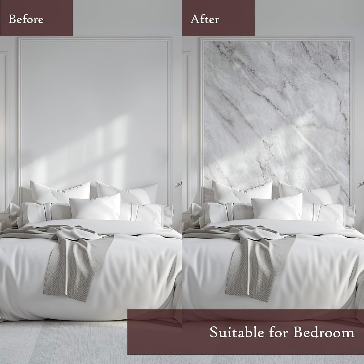 Very Berry Sticker Marble Contact Paper (White Matte, 24" x 118", 2 Pack) Premium Peel and Stick Wallpaper for Countertop, Bathroom Vanities & Cabinets, Renter Friendly, Waterproof Vinyl