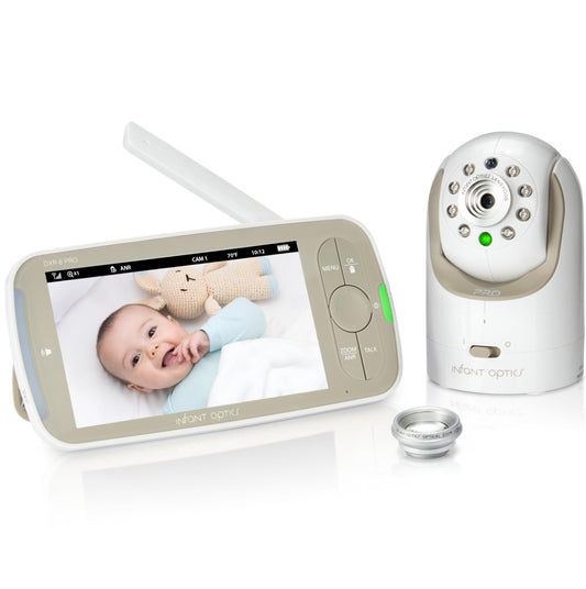 Infant Optics DXR-8 PRO - Patented Active Noise Reduction (ANR), 5” HD Video Baby Monitor with 1 Camera, No WiFi, Hack-Proof,Pan Tilt Zoom, Interchangeable Lens