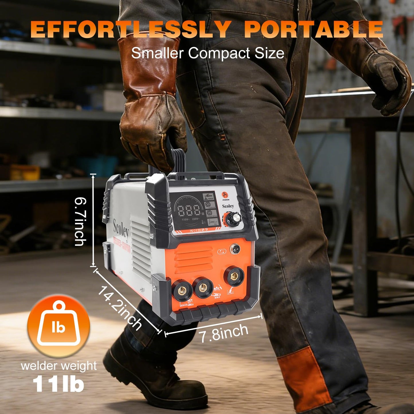 Scoley 130A MIG Welder 110V, Flux Core Welder with Digital Display, 3-in-1 Gasless MIG/Lift TIG/Stick Welding Machine, IGBT Inverter Portable Mini Welder for Home DIY, with Gloves & Mask