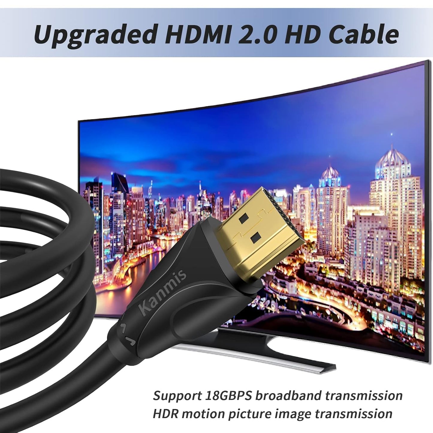 kanmis 4K 25ft, 2.0 &4K@60Hz 2K 1080P, PS3 PS4 HDMI Cable High Speed Hdmi Cables Ultra High Speed Gold Plated
