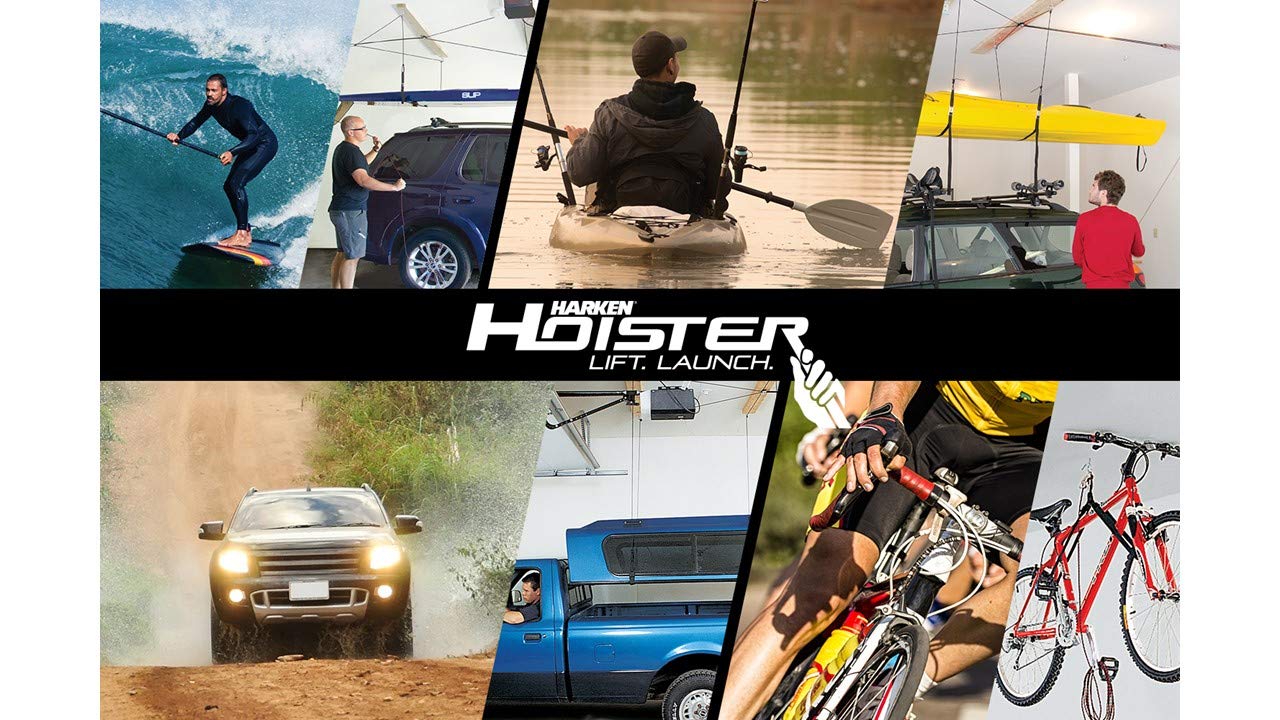 HARKEN Hoister Heavy Cargo Carrier Overhead Garage Storage 4-Point Hoist System for 145lb Carriers, Small Dinghys, Kayaks, Canoes, Heavy Storage (145lb max load,16ft.Ceiling), Model 7803.16