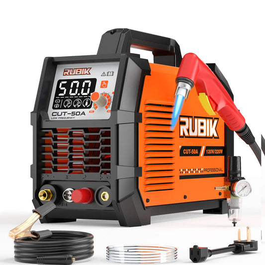Plasma Cutte 50 Amp, Plasma Cutter Machine 110/220V Dual Voltage 3/4" Max Cutting, 1/2'' Clean Cut, Non-High Frequency Non-Touch Pilot Arc, Large LCD Digital Dispaly, 2T/4T Plasma Cutting Machine