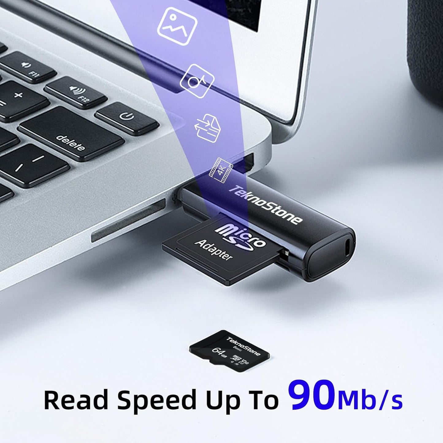 Teknostone 128GB 90MB/s 50MB/s C10 U3 V30 A1 (2 Packs) Basic MicroSDXC Flash Memory with Adapter Read Write UHS-I Rated