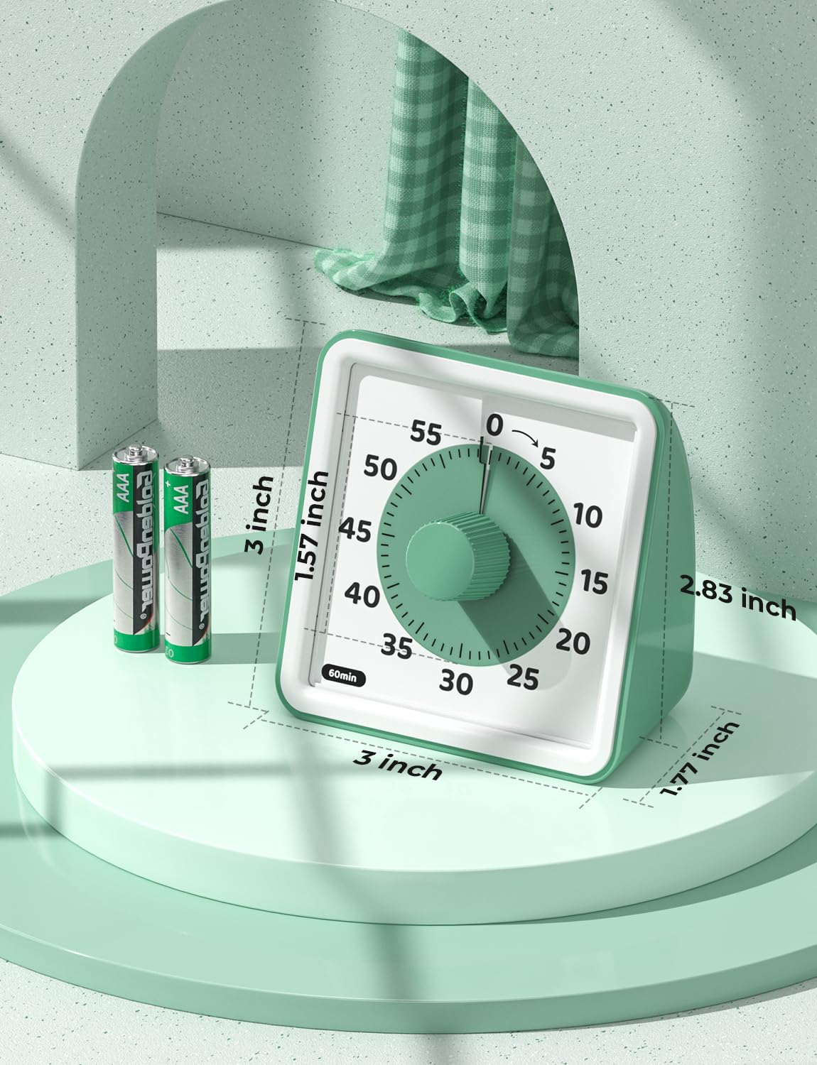 LIORQUE Visual Timer for Kids, 60-Minute Countdown Timers for Classroom Office Kitchen with Silent Operation, Kids Timer for Teaching (Batteries Included)