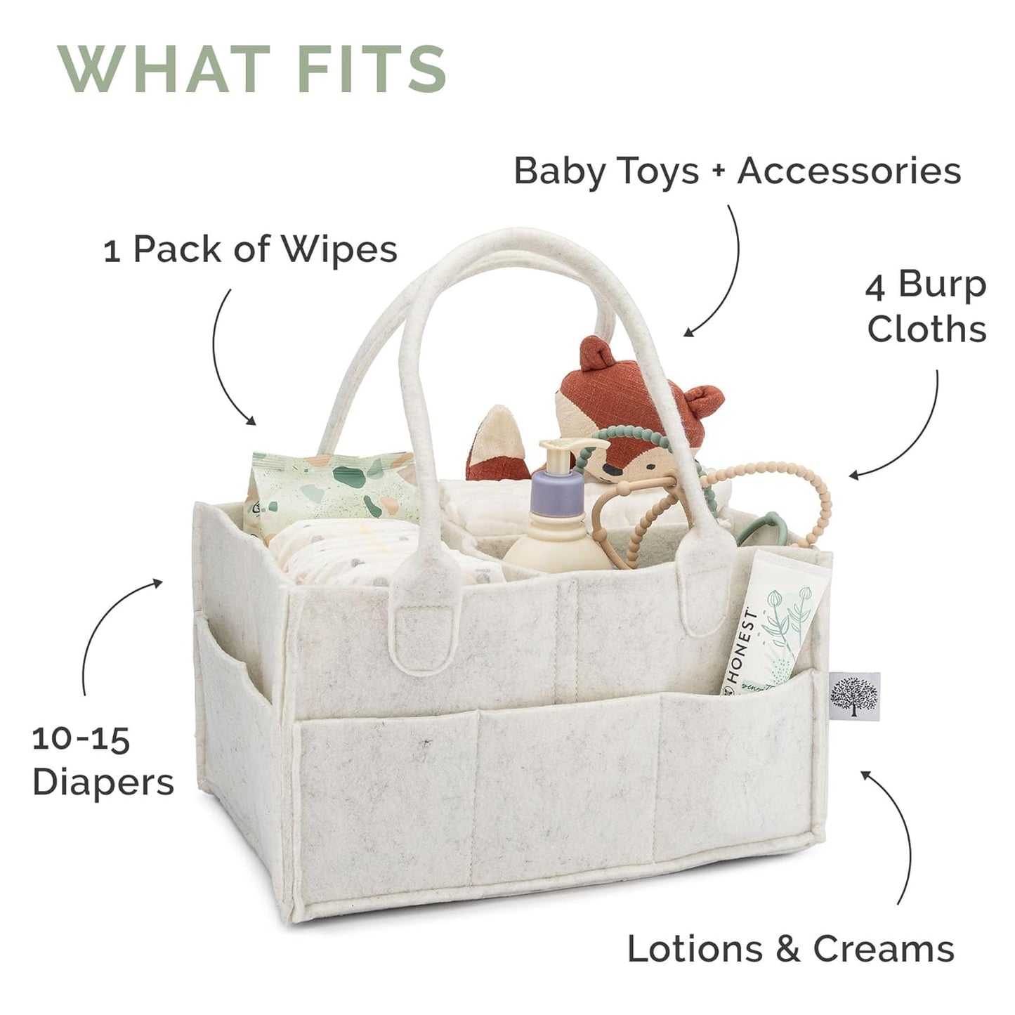 Parker Baby Co. Diaper Caddy - Large Nursery Storage Bin & Car Organizer for Diapers - Gray
