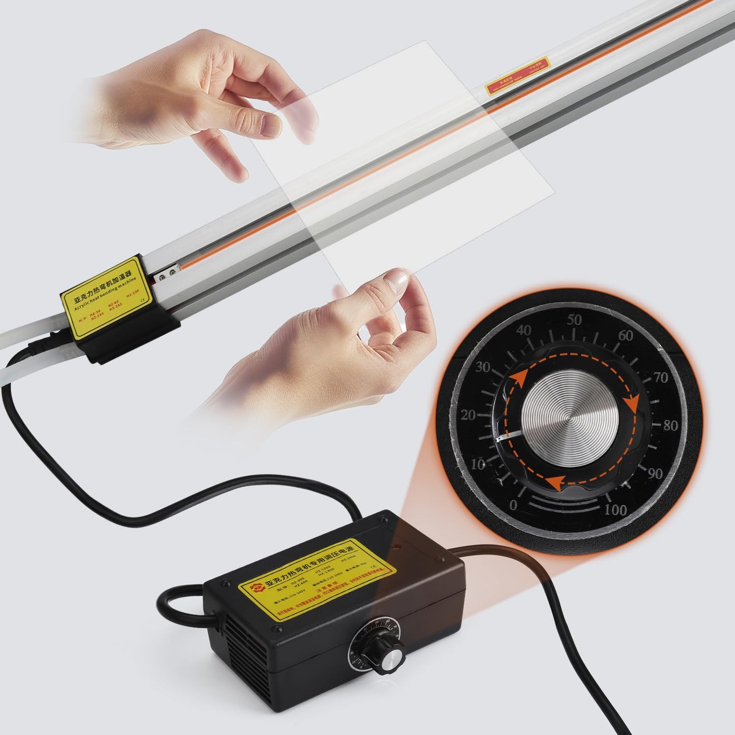 Oztwel 23.6in 60cm Acrylic PVC Plastic Bender, Acrylic Bender Heater, Plastic Sheet Bender, Manual Hot Heating Bender Tool, with 2 Heating Wires, for 1-6mm Plastic Bending 110V, 800W